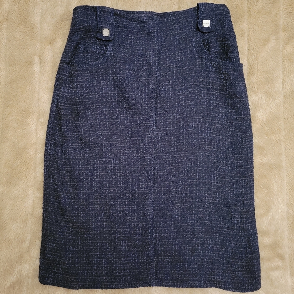 Chanel tweed navy skirt